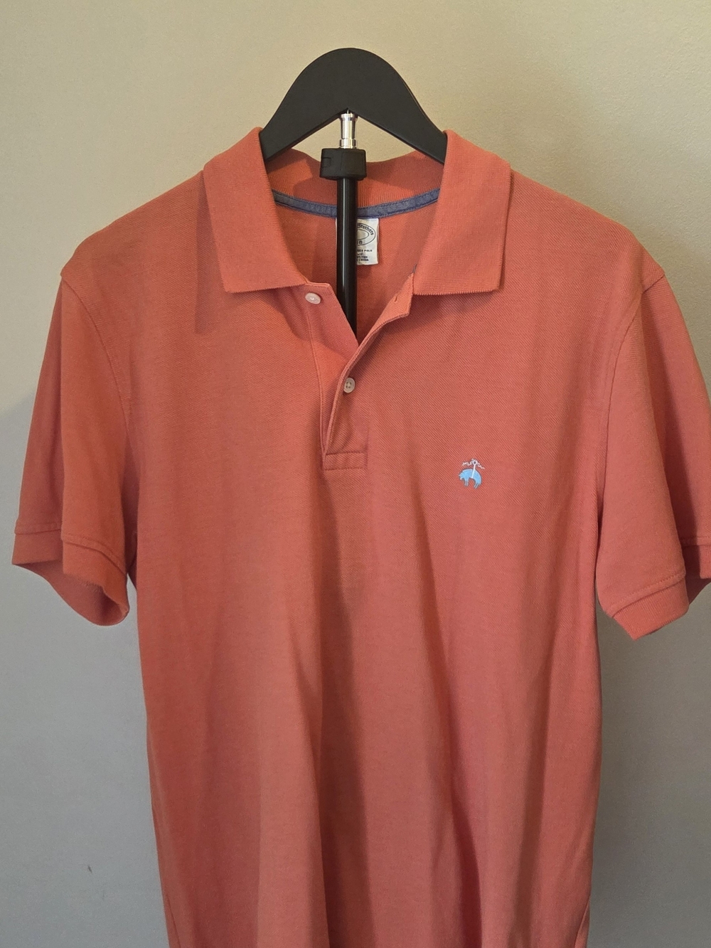 Brooks Brothers Coral Polo with Light Blue Logo